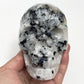 Rainbow Moonstone with Black Tourmaline Skull Healing Crystal Carving 1015g