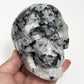 Rainbow Moonstone with Black Tourmaline Skull Healing Crystal Carving 1015g