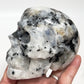 Rainbow Moonstone with Black Tourmaline Skull Healing Crystal Carving 1015g