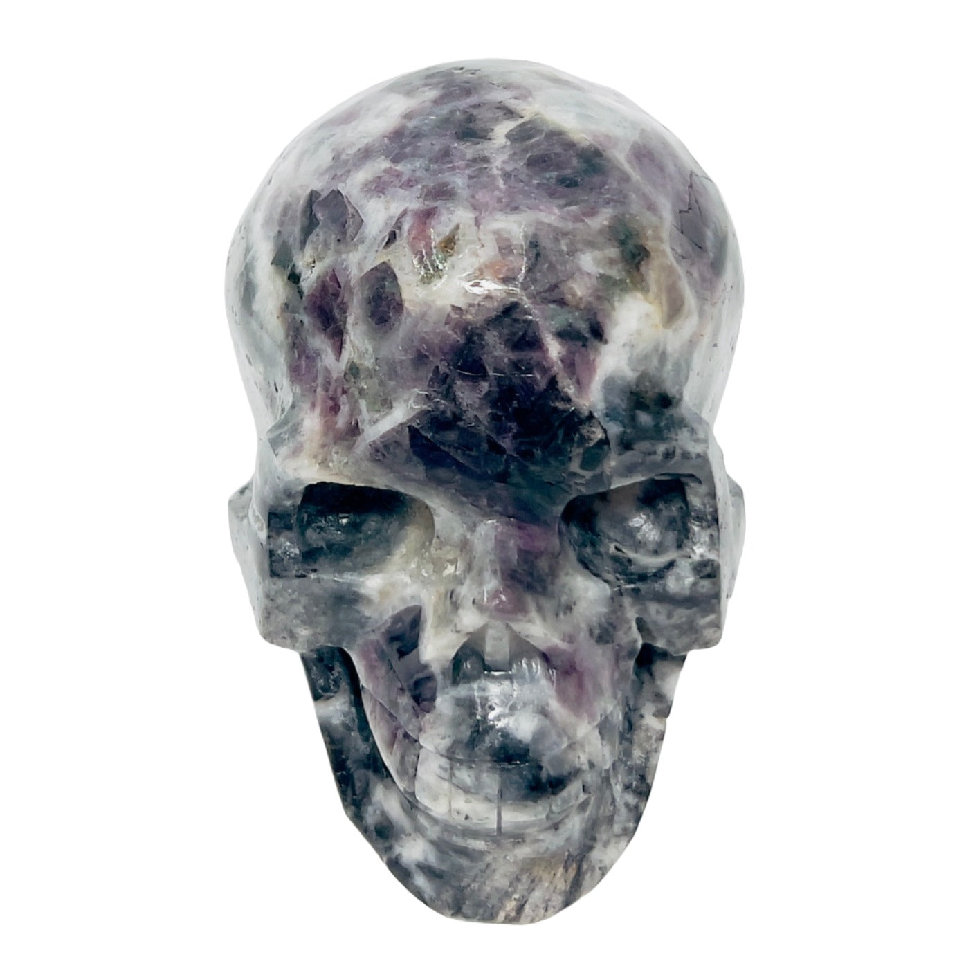 Zebra Stone Rock with Fluorite Skull Healing Crystal Skull Carving 985g