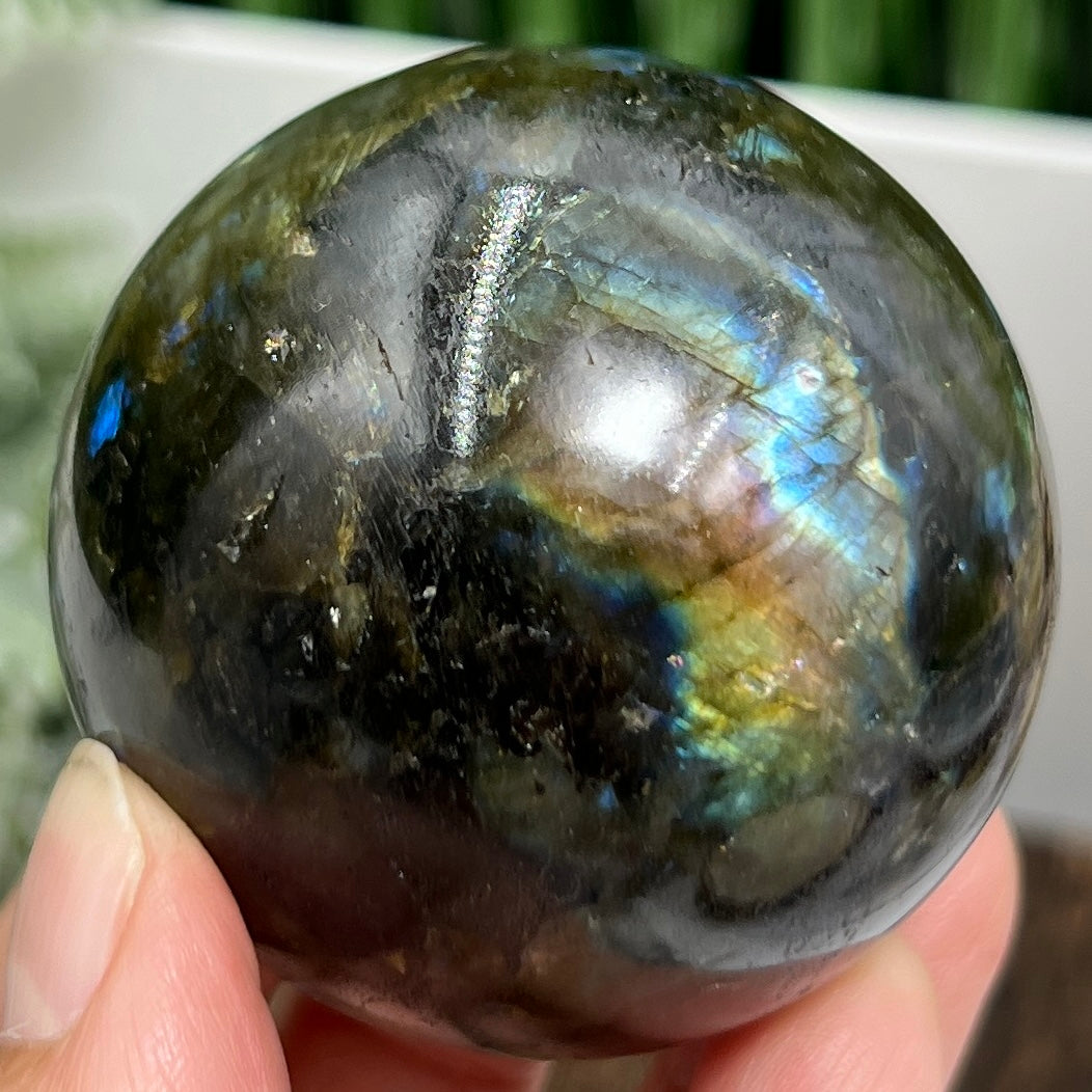 Labradorite Sphere Healing Crystal Ball Flashy Gemstone 236g 55mm