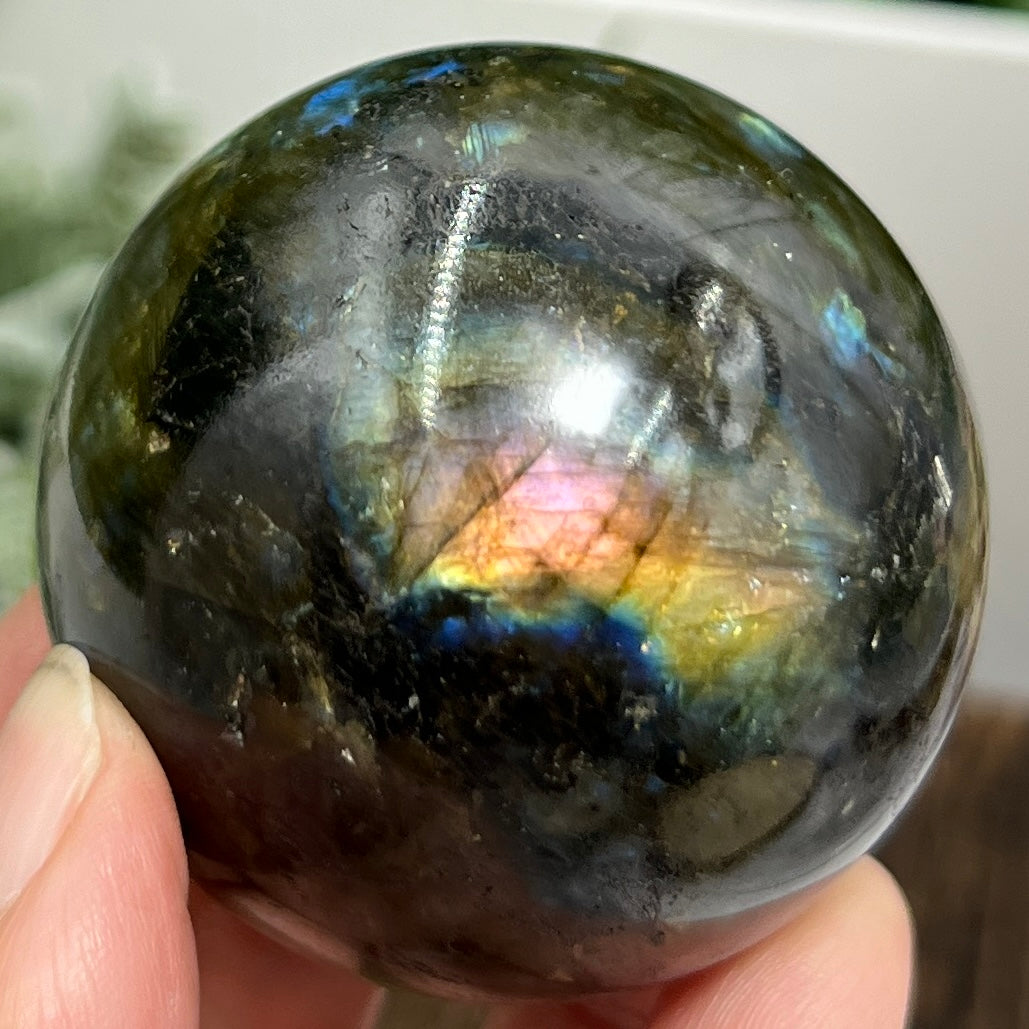 Labradorite Sphere Healing Crystal Ball Flashy Gemstone 236g 55mm