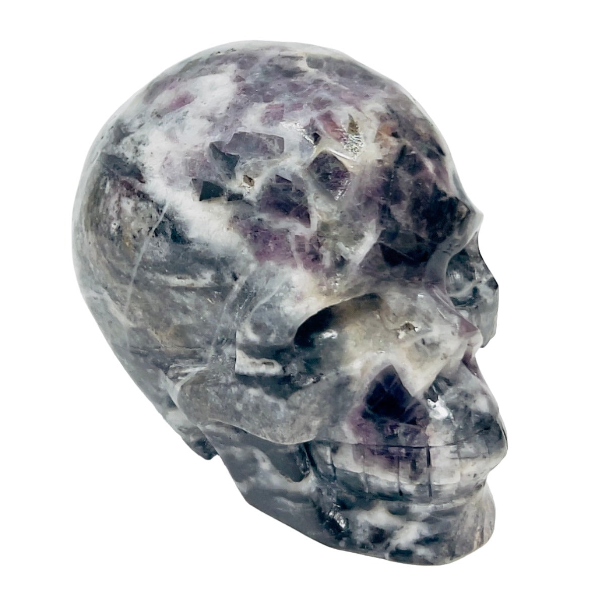 Zebra Stone Rock with Fluorite Skull Healing Crystal Skull Carving 985g