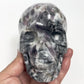 Zebra Stone Rock with Fluorite Skull Healing Crystal Skull Carving 985g