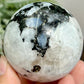 Rainbow Moonstone with Black Tourmaline Sphere Healing Crystal Ball 280g 58mm