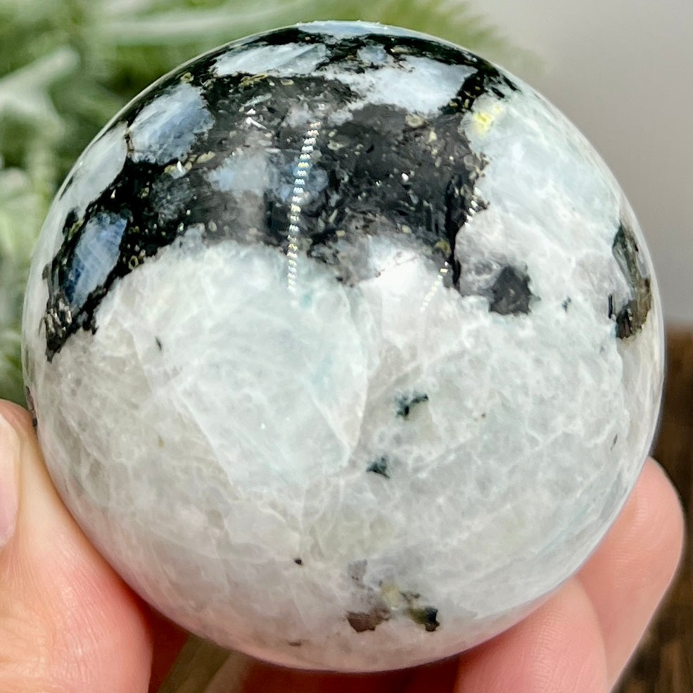 Rainbow Moonstone with Black Tourmaline Sphere Healing Crystal Ball 280g 58mm