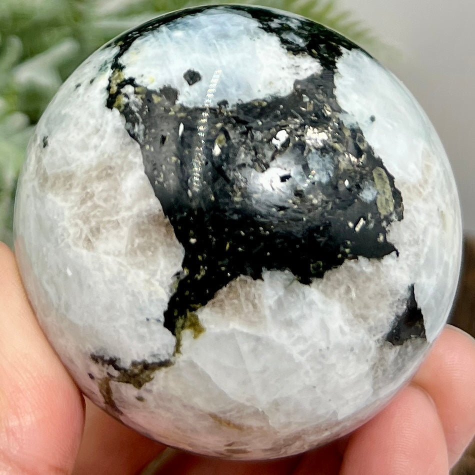 Rainbow Moonstone with Black Tourmaline Sphere Healing Crystal Ball 280g 58mm