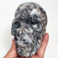 Zebra Stone Rock with Fluorite Skull Healing Crystal Skull Carving 985g