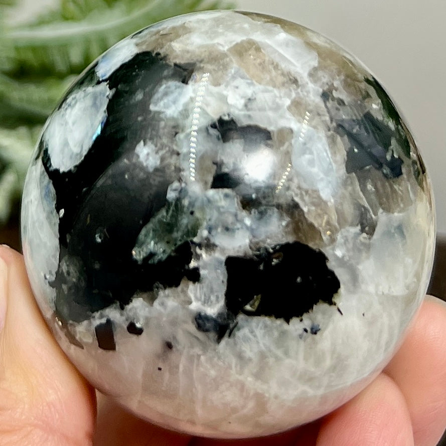 Rainbow Moonstone with Black Tourmaline Sphere Healing Crystal Ball 262g 57mm