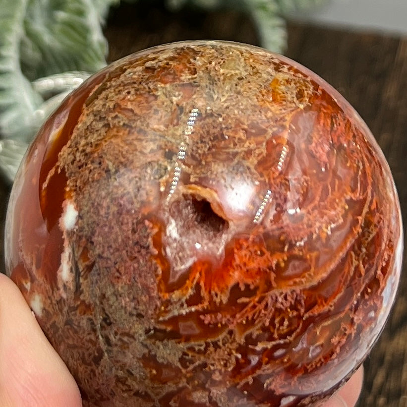 Red Moss Agate Sphere Rare Healing Crystal Ball 308g / 62mm