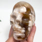 Flower Agate Skull Healing Crystal Carving 906g