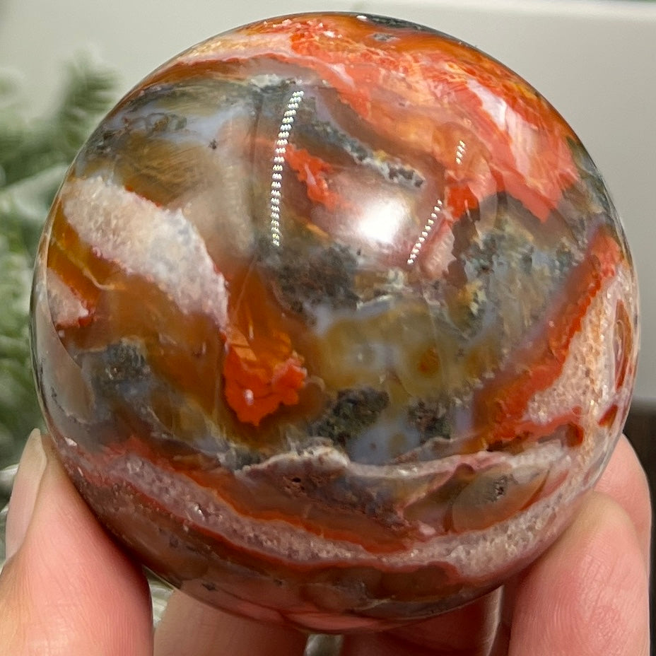 Red Moss Agate Sphere Rare Healing Crystal Ball 348g 64mm