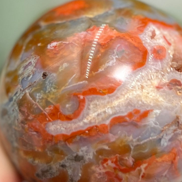 Red Moss Agate Sphere Rare Healing Crystal Ball 376g 65mm