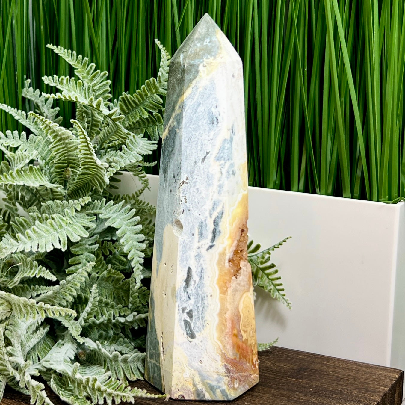 Ocean Sea Jasper Tower Healing Crystal Generator 792g 206mm