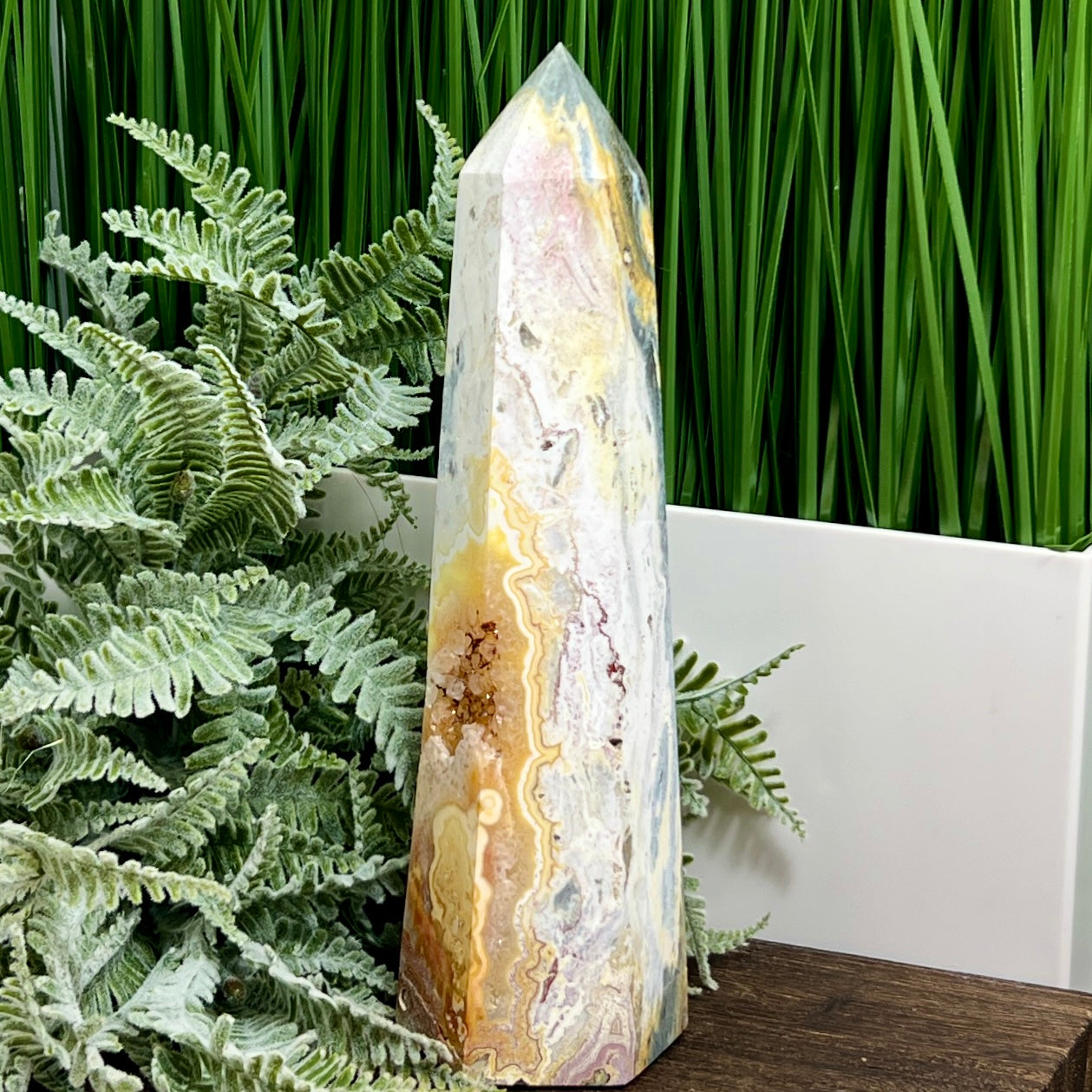 Ocean Sea Jasper Tower Healing Crystal Generator 792g 206mm