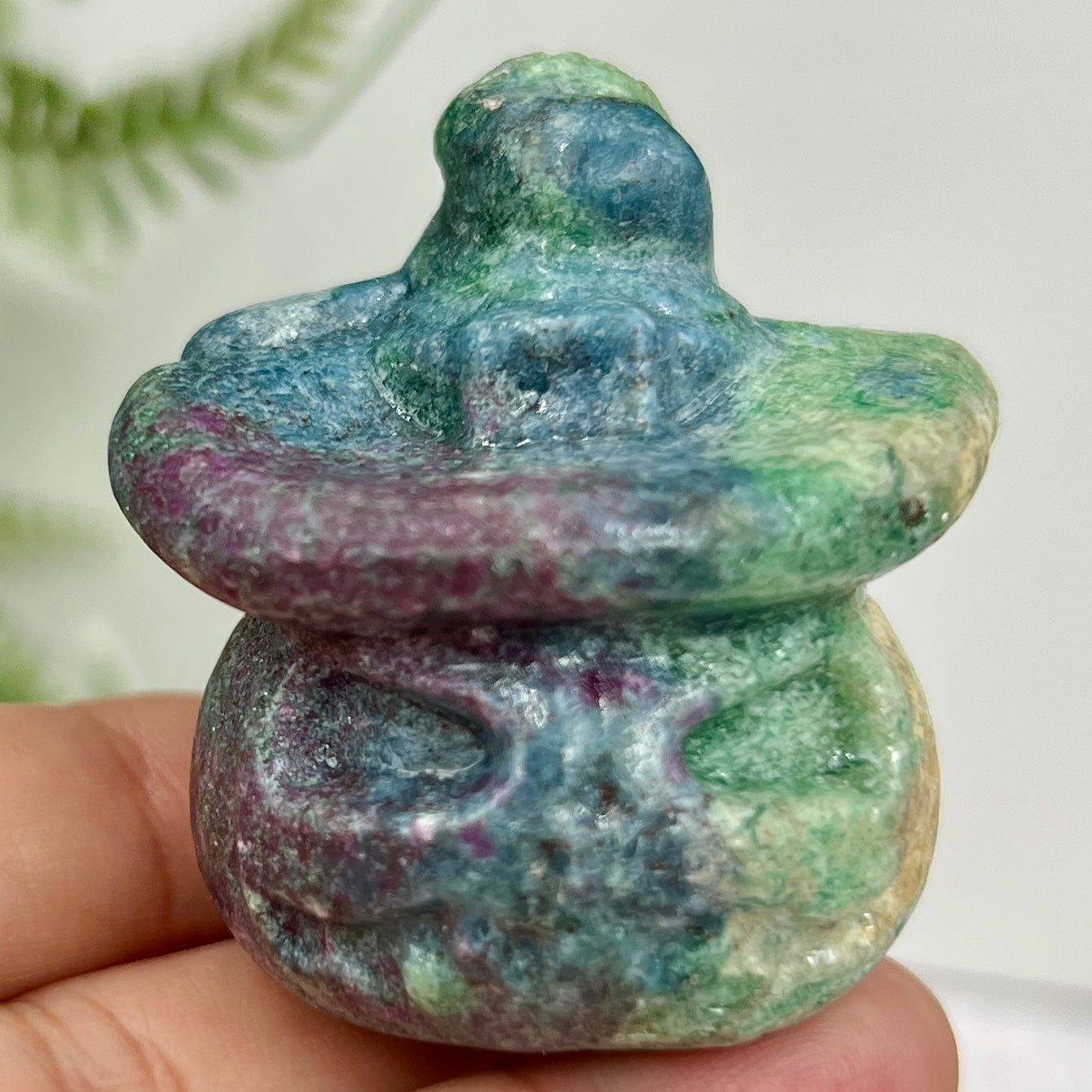 Ruby in Kyanite Zoisite Pumpkin Witches Hat UV Reactive Crystal Carving 104g