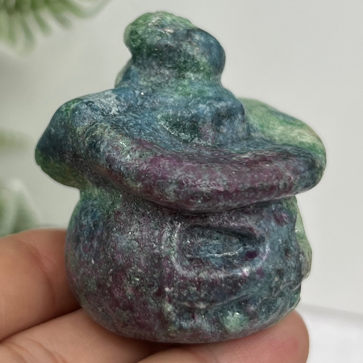 Ruby in Kyanite Zoisite Pumpkin Witches Hat UV Reactive Crystal Carving 104g