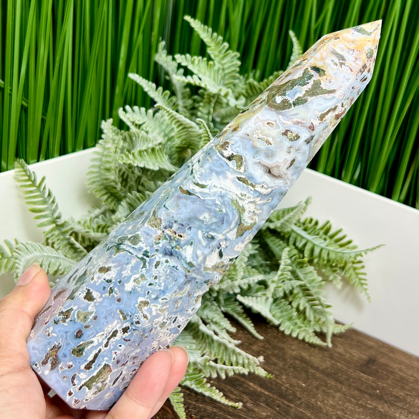 Ocean Sea Jasper Tower Healing Crystal Generator 722g 207mm