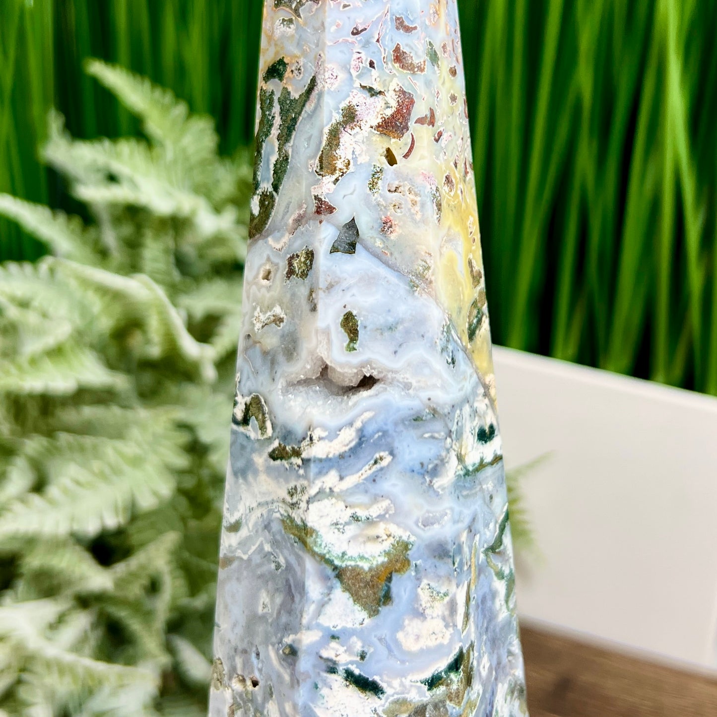 Ocean Sea Jasper Tower Healing Crystal Generator 722g 207mm