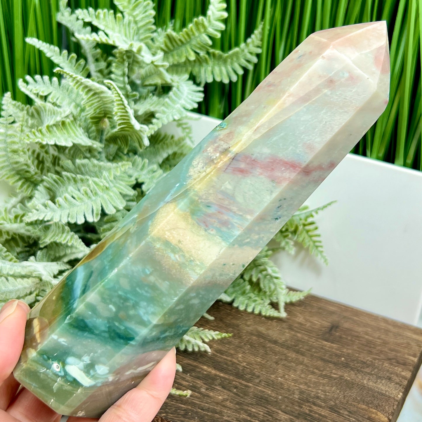 Ocean Sea Jasper Tower Healing Crystal Generator 680g 189mm