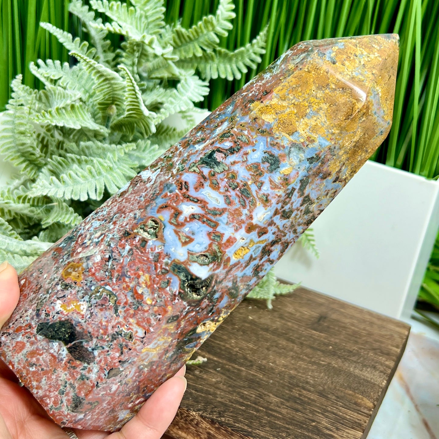 Ocean Sea Jasper Tower Healing Crystal Generator 1390g 203mm