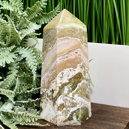 Ocean Sea Jasper Tower Healing Crystal Generator 1020g 157mm