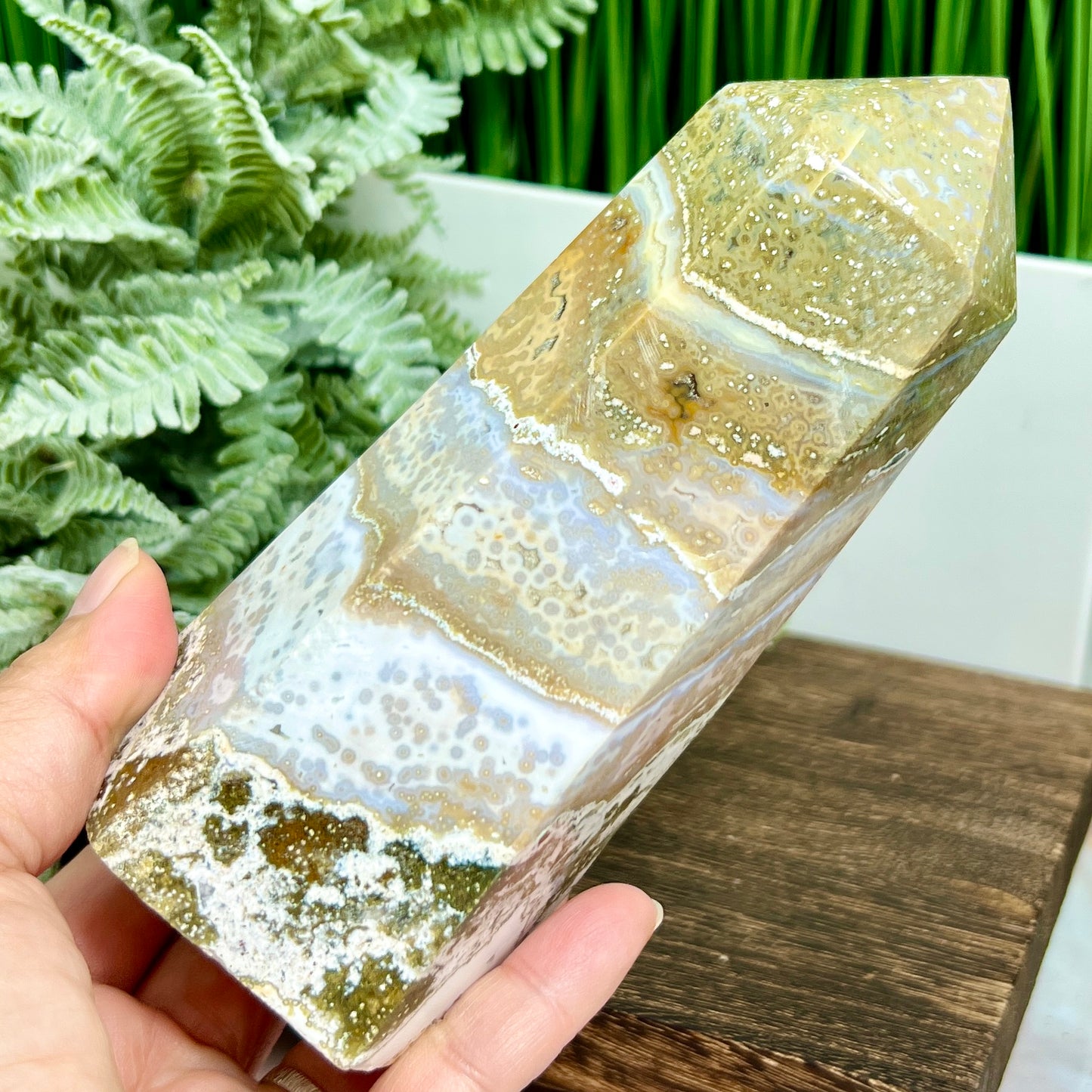 Ocean Sea Jasper Tower Healing Crystal Generator 1020g 157mm