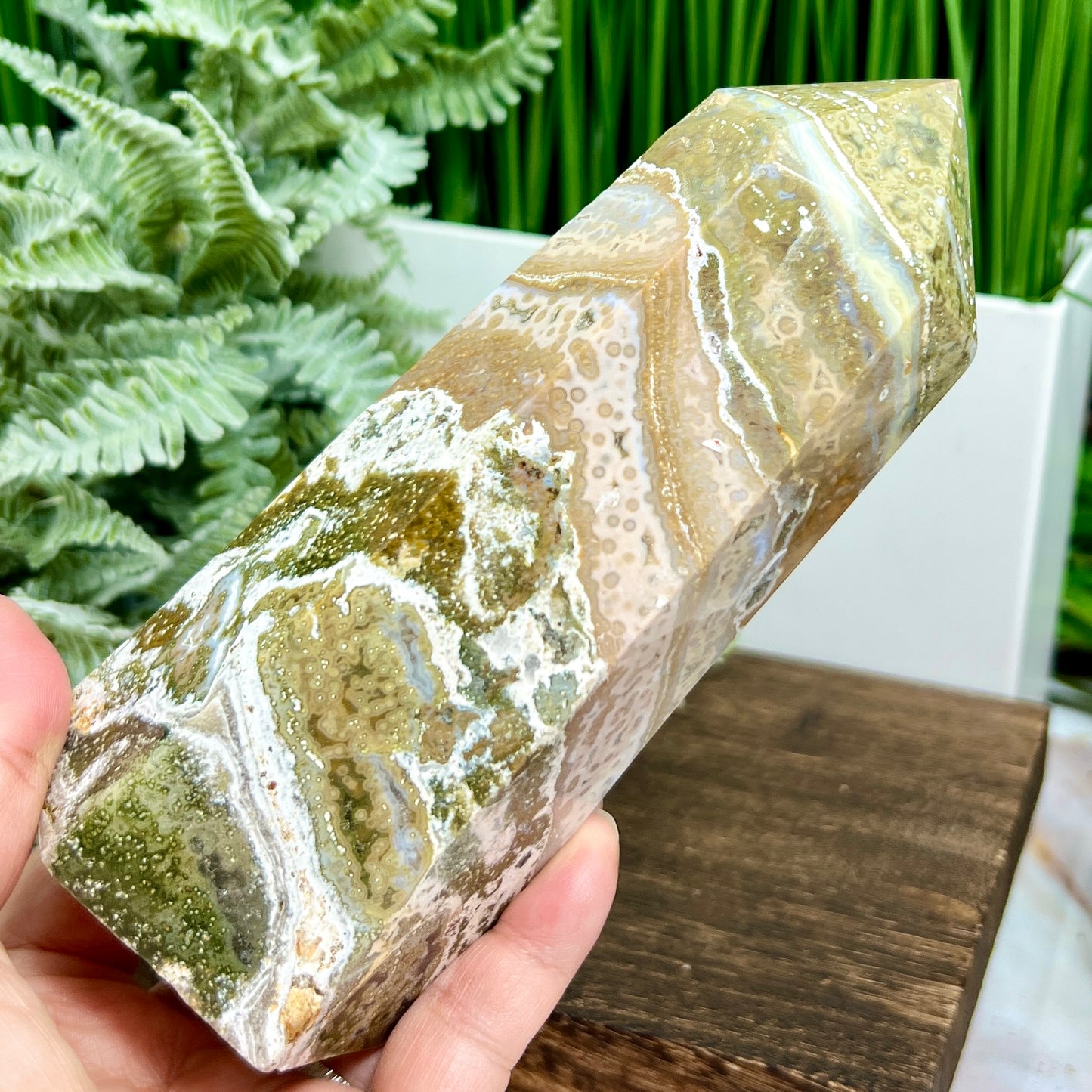 Ocean Sea Jasper Tower Healing Crystal Generator 1020g 157mm