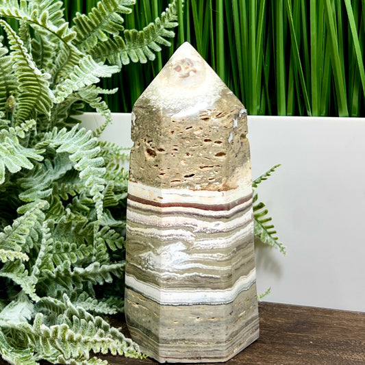 Ocean Sea Jasper Tower Healing Crystal Generator 720g 139mm