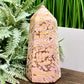 Ocean Sea Pink Orbicular Jasper Tower Healing Crystal Generator 864g 151mm