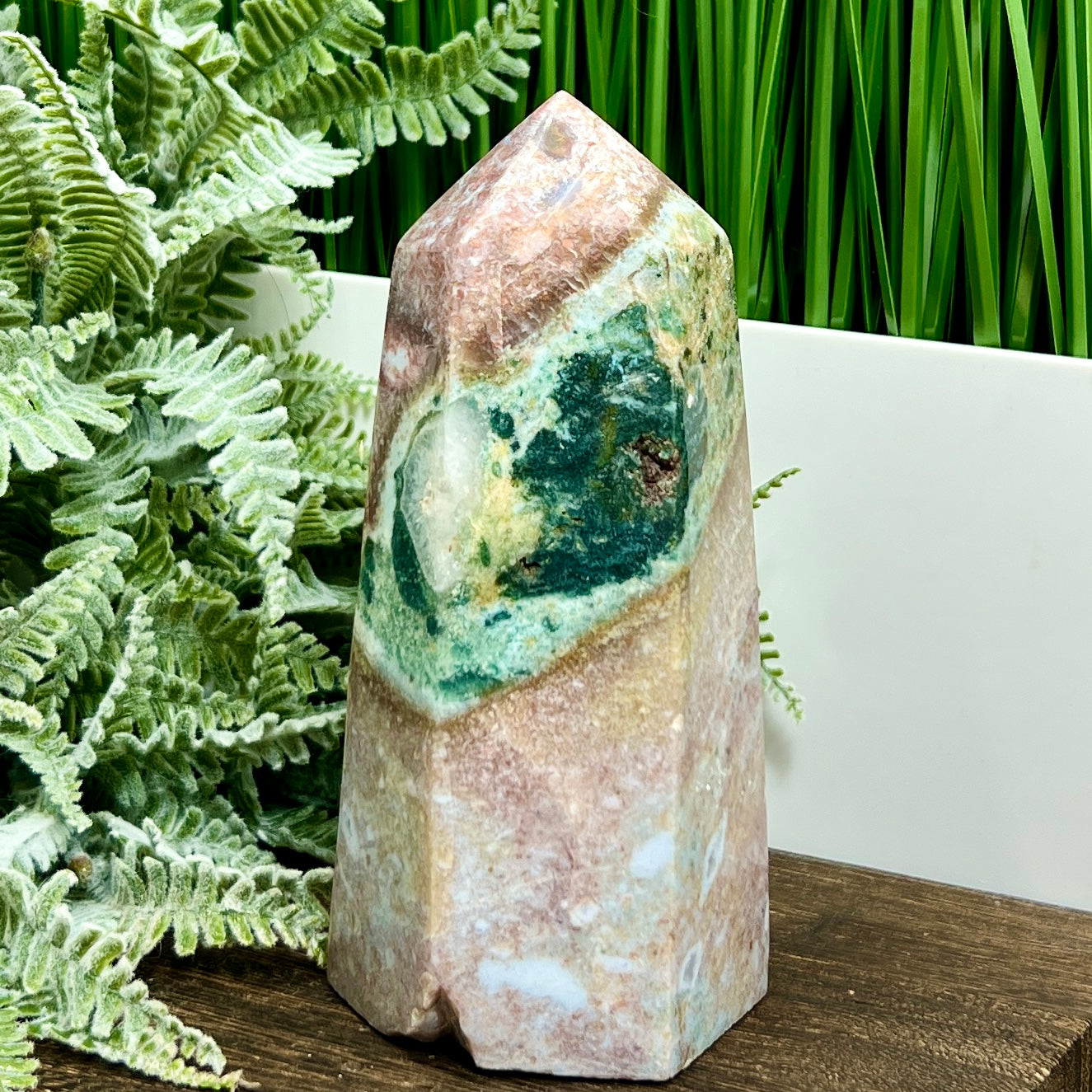 Ocean Sea Jasper Tower Healing Crystal Generator 858g 145mm