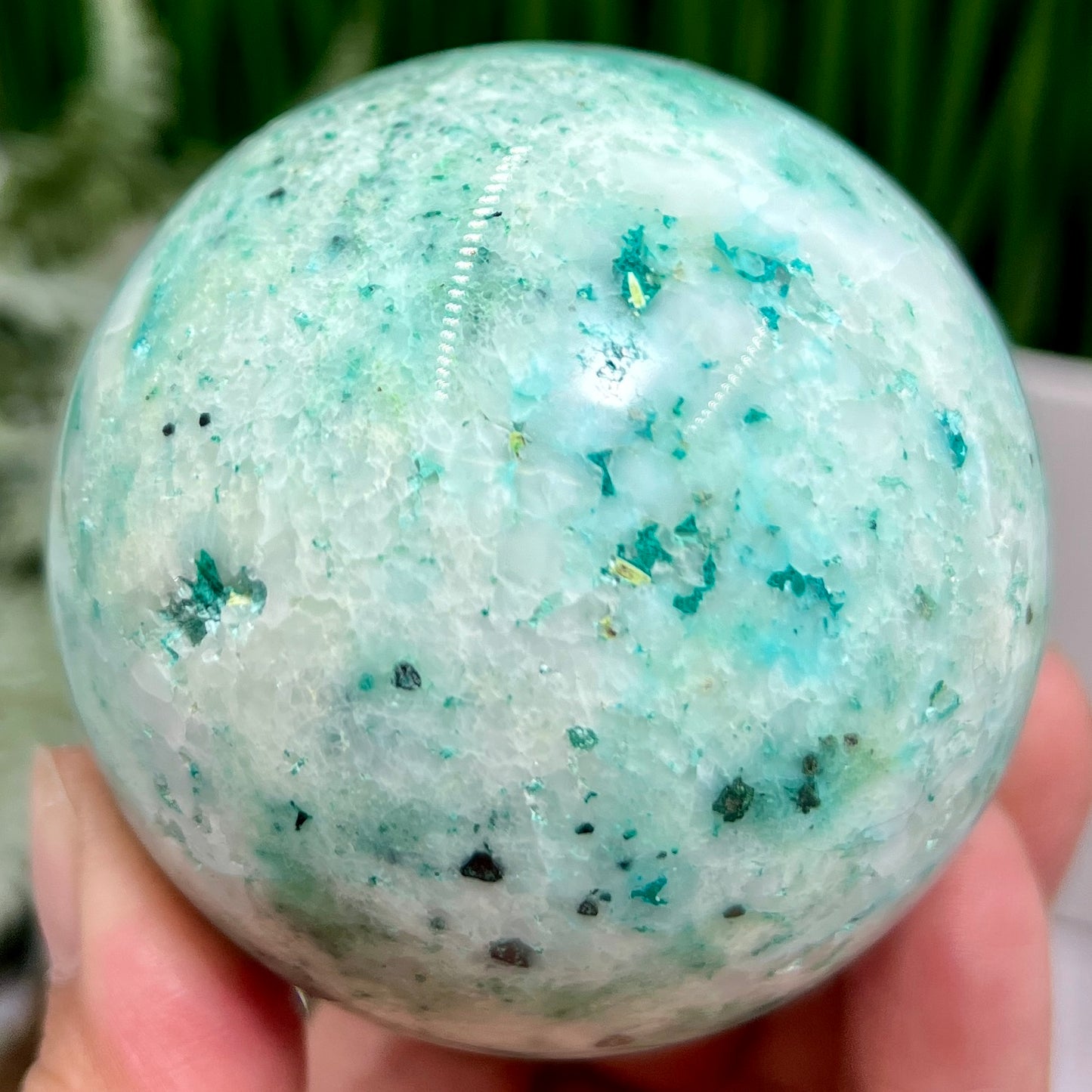 Fynchenite Phoenix Stone with Pyrite Sphere Crystal Ball 442g 67mm