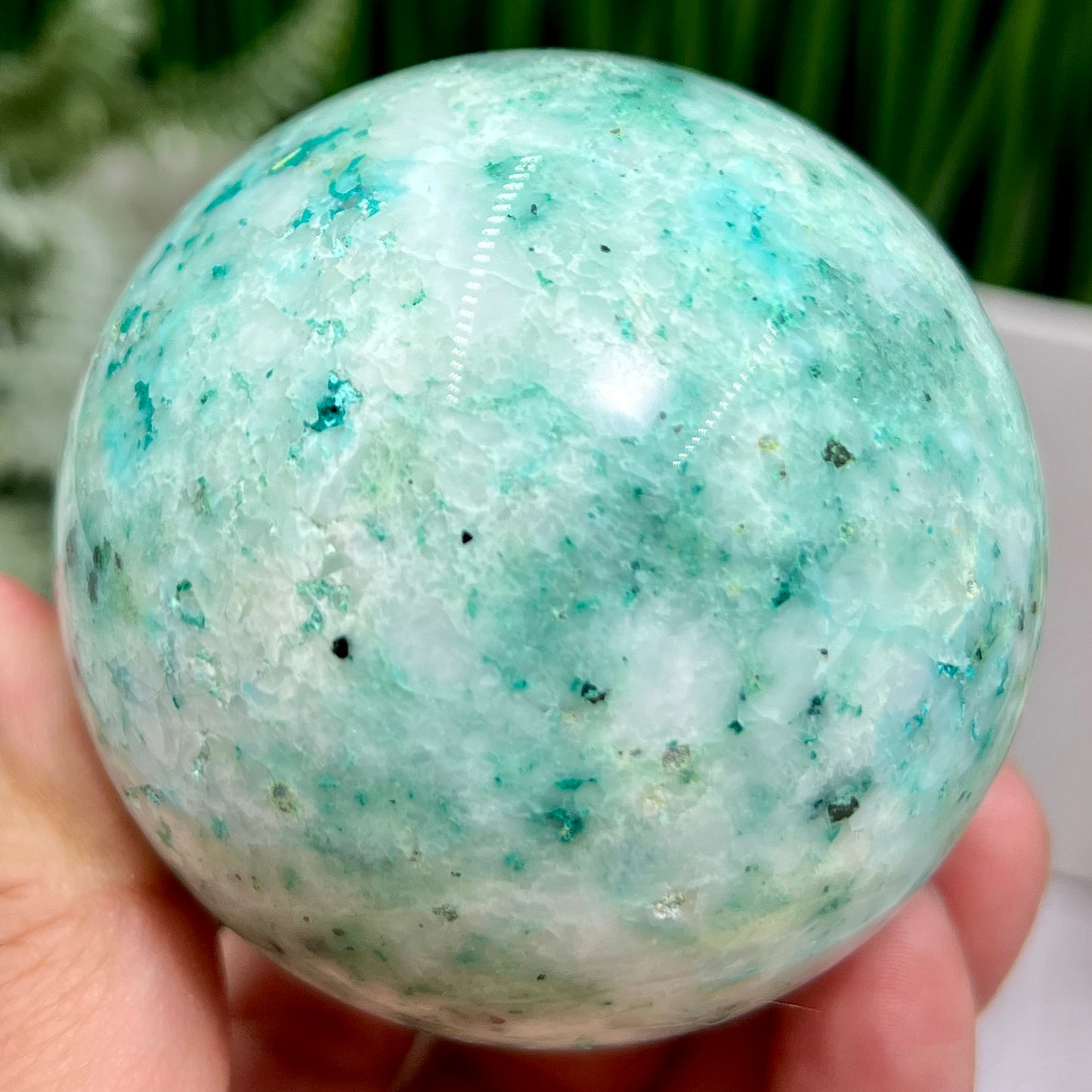 Fynchenite Phoenix Stone with Pyrite Sphere Crystal Ball 442g 67mm