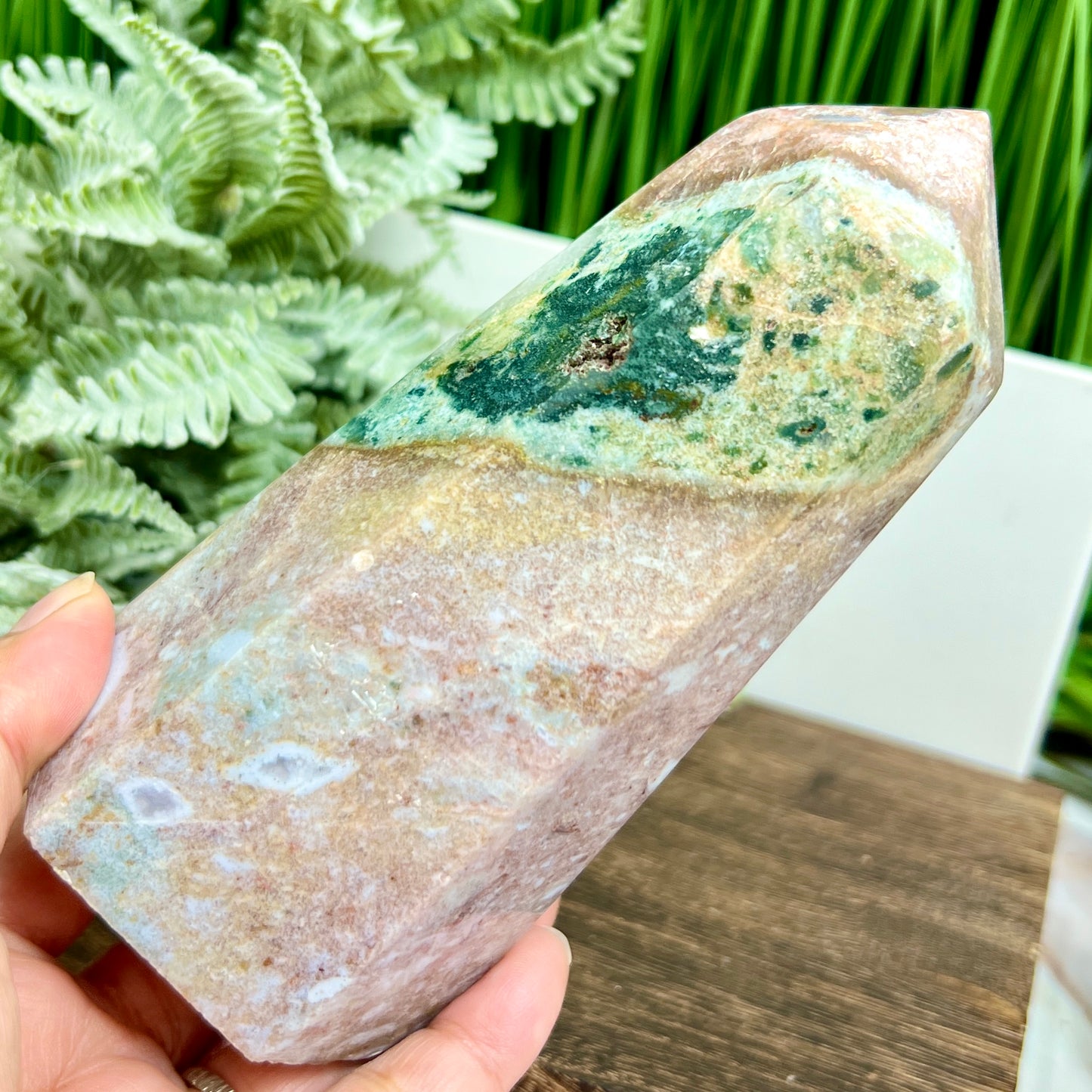 Ocean Sea Jasper Tower Healing Crystal Generator 858g 145mm