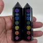 Black Obsidian Points With Chakra Print Crystal Generators Australian Seller