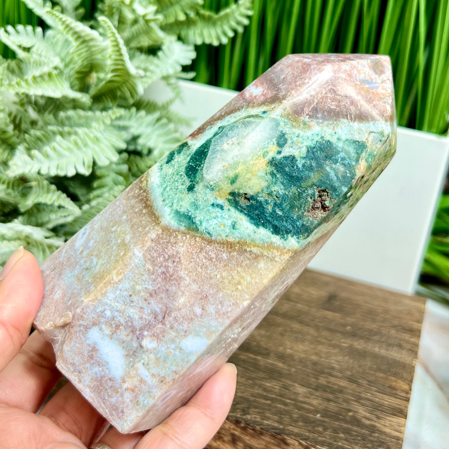 Ocean Sea Jasper Tower Healing Crystal Generator 858g 145mm