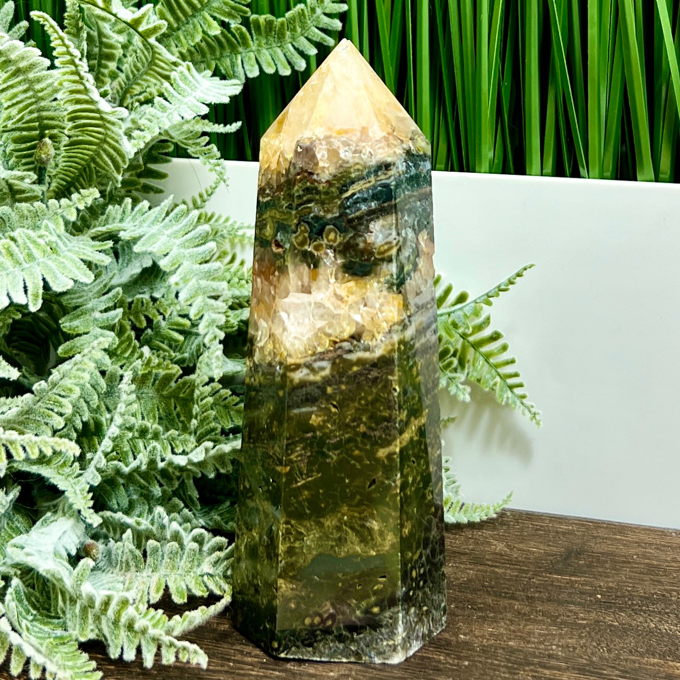 Ocean Sea Jasper Quartz Tower Crystal Generator 492g 142mm