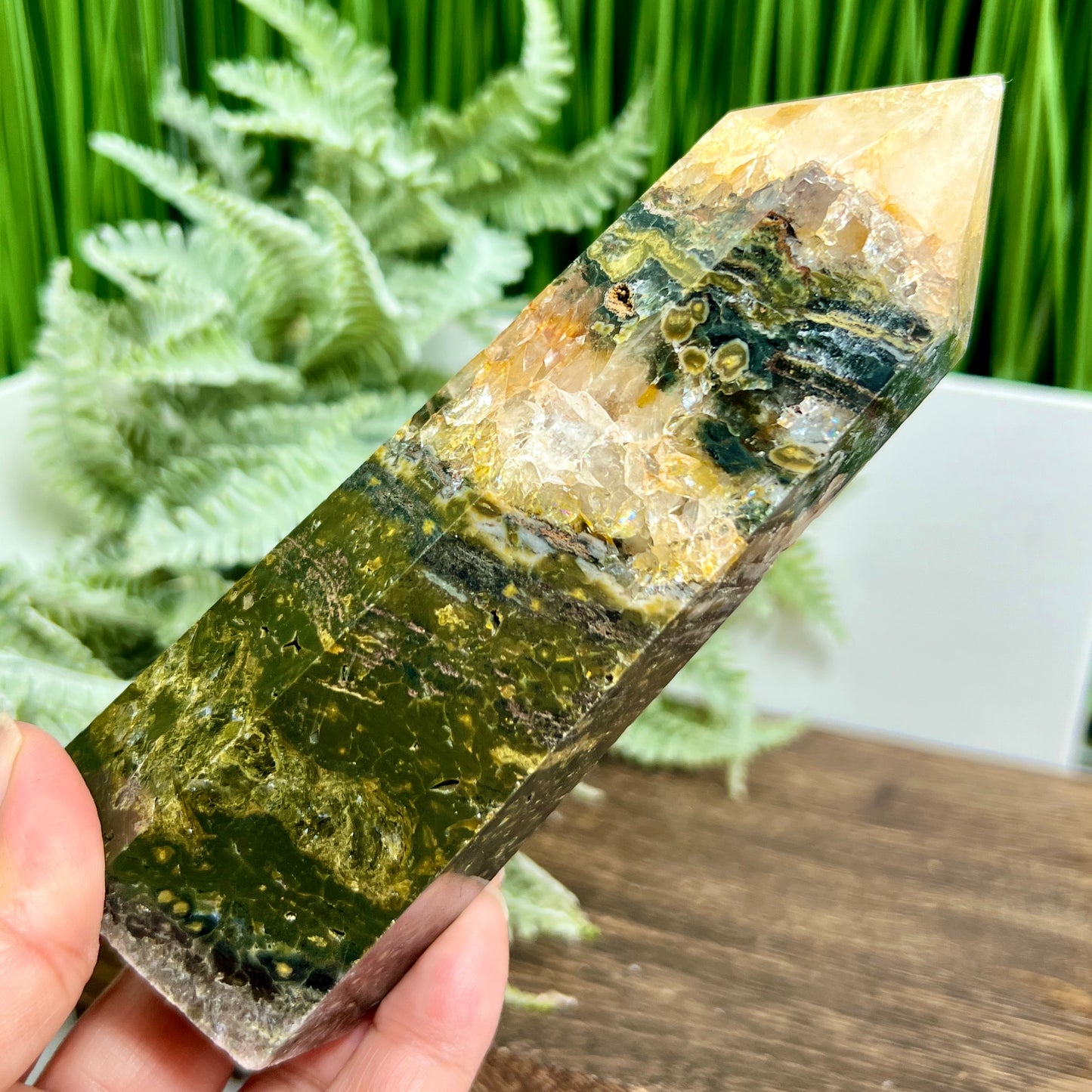 Ocean Sea Jasper Quartz Tower Crystal Generator 492g 142mm