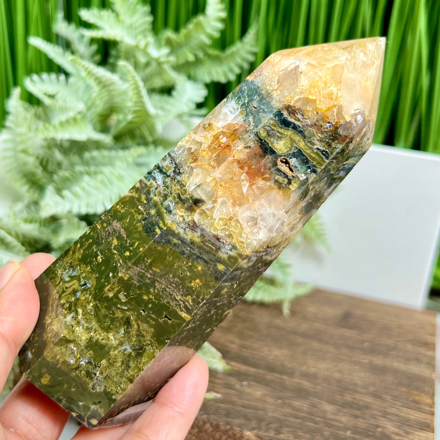 Ocean Sea Jasper Quartz Tower Crystal Generator 492g 142mm