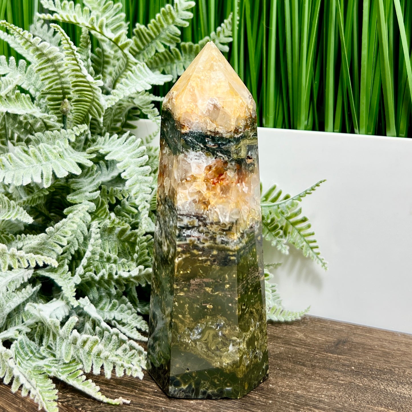 Ocean Sea Jasper Quartz Tower Crystal Generator 492g 142mm