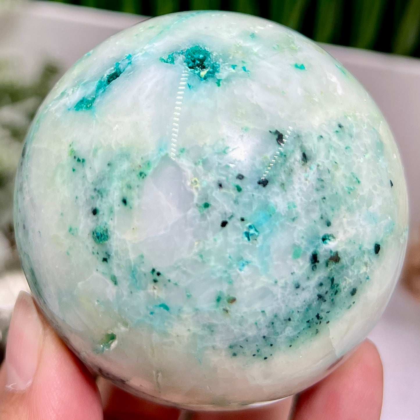 Fynchenite Phoenix Stone with Pyrite Sphere Crystal Ball 424g 68mm