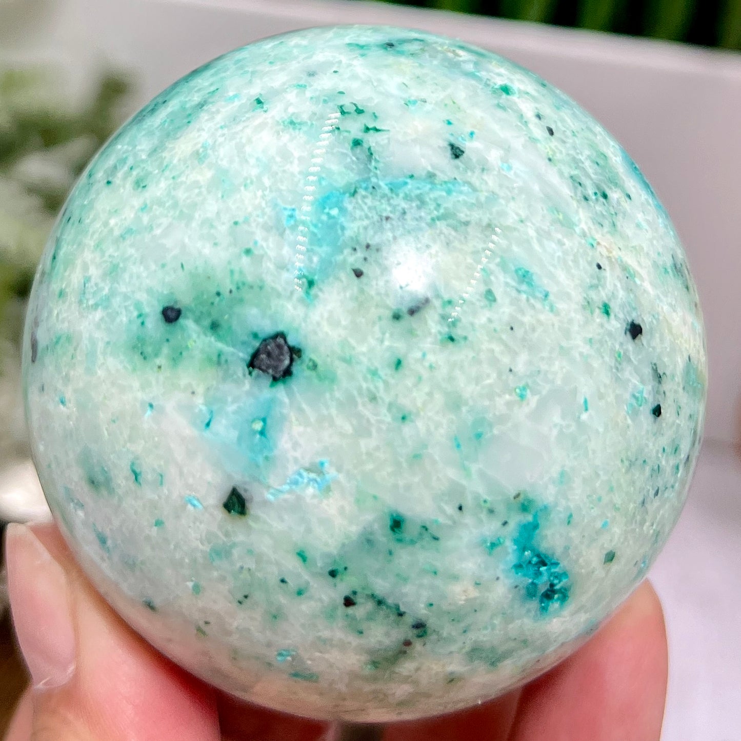 Fynchenite Phoenix Stone with Pyrite Sphere Crystal Ball 424g 68mm