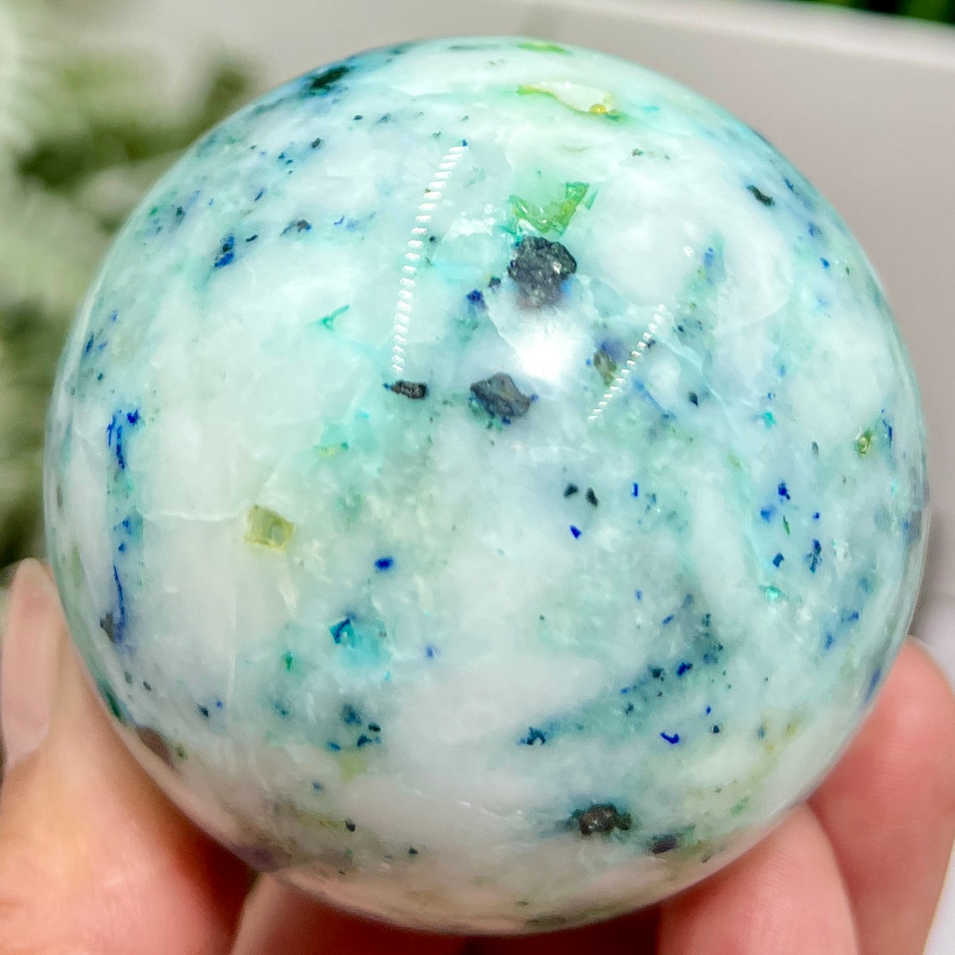 Fynchenite Phoenix Stone with Pyrite Sphere Crystal Ball 302g 60mm