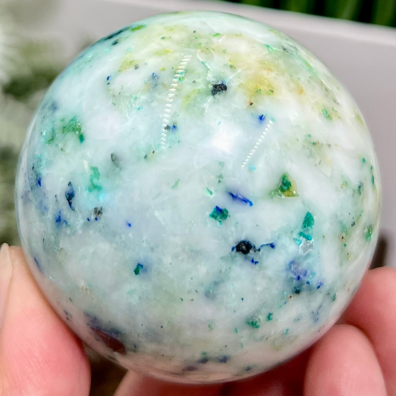 Fynchenite Phoenix Stone with Pyrite Sphere Crystal Ball 302g 60mm