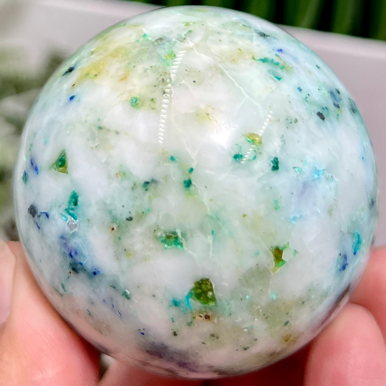 Fynchenite Phoenix Stone with Pyrite Sphere Crystal Ball 302g 60mm