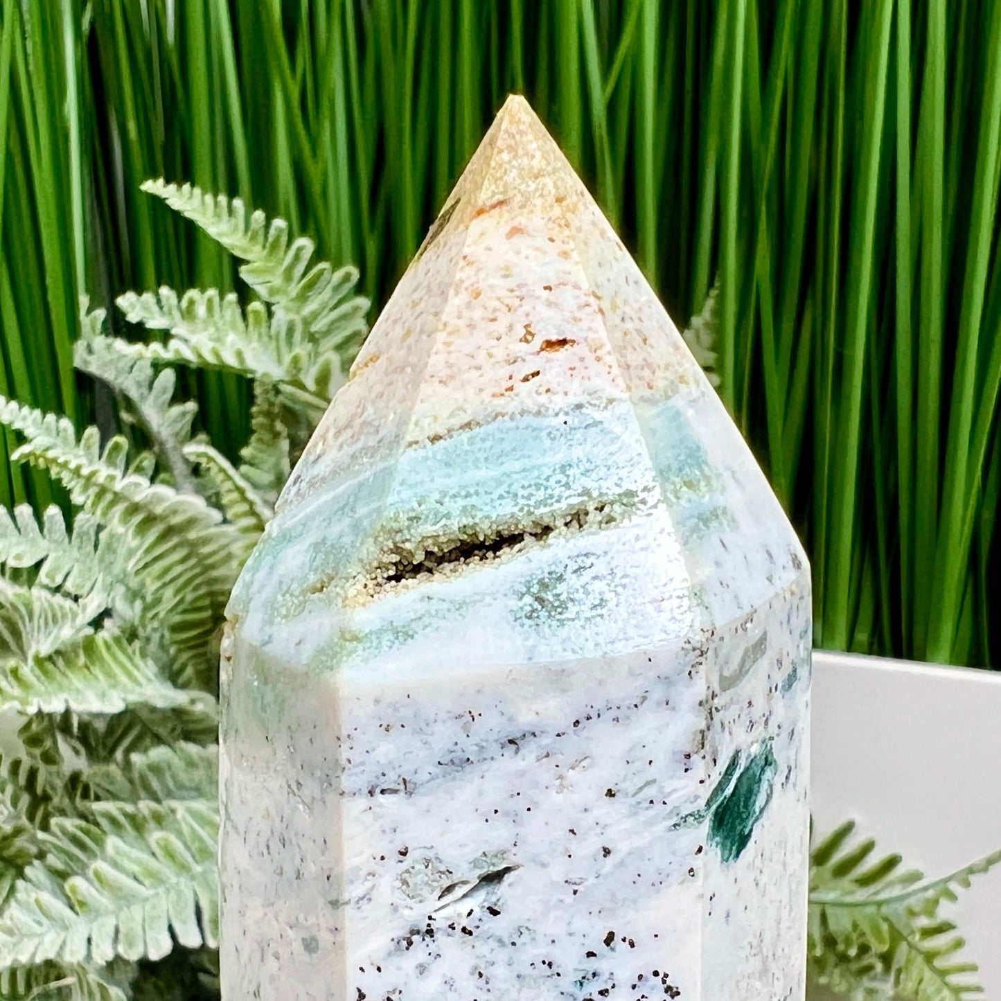 Ocean Sea Jasper Tower Healing Crystal Generator 660g 225mm