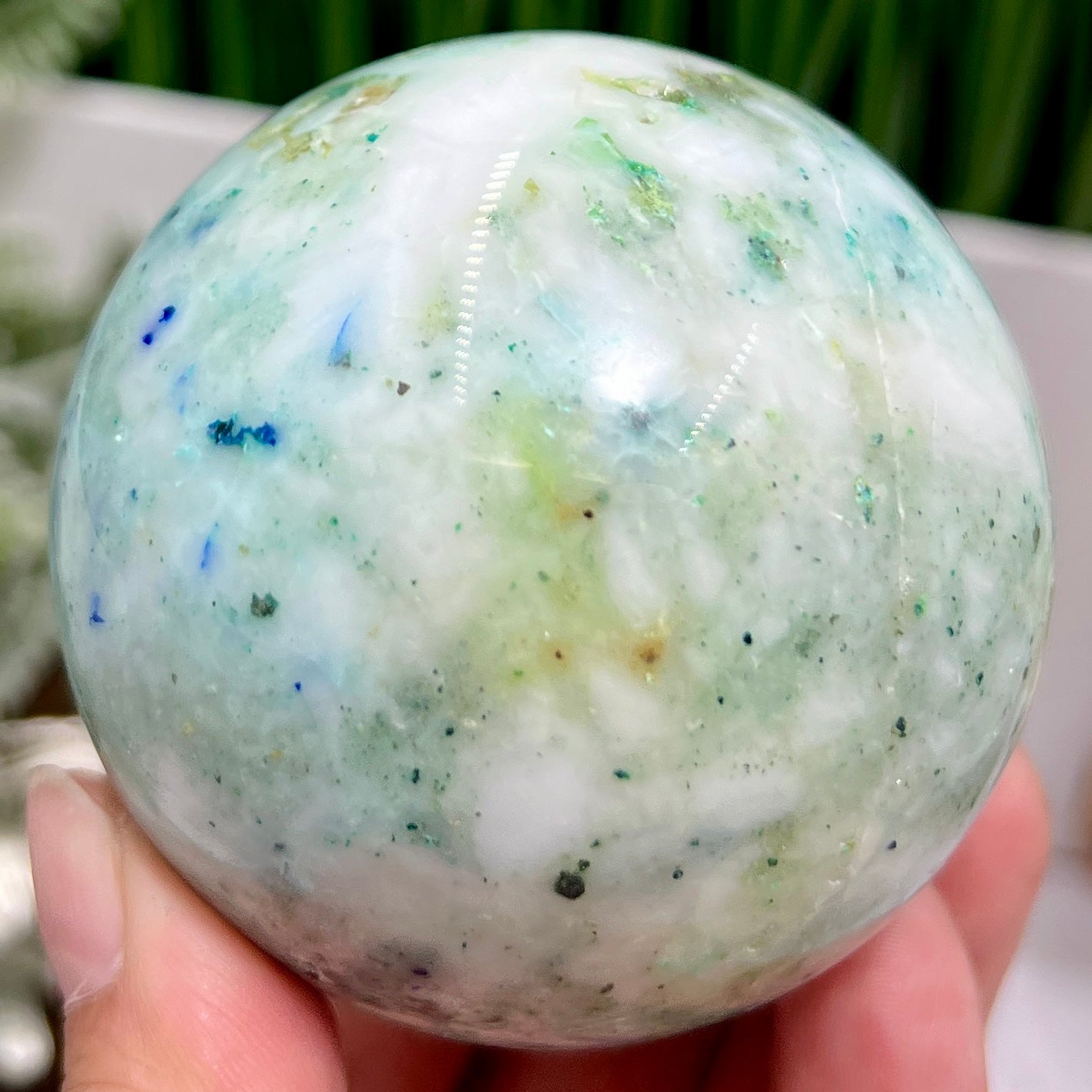 Fynchenite Phoenix Stone with Pyrite Sphere Crystal Ball 406g 67mm