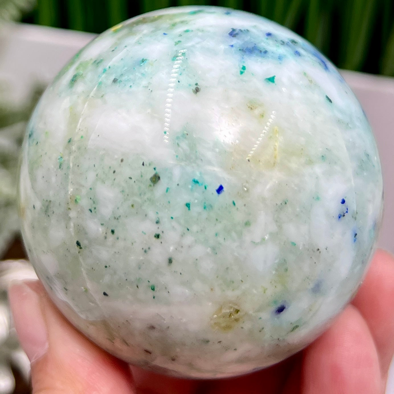 Fynchenite Phoenix Stone with Pyrite Sphere Crystal Ball 406g 67mm