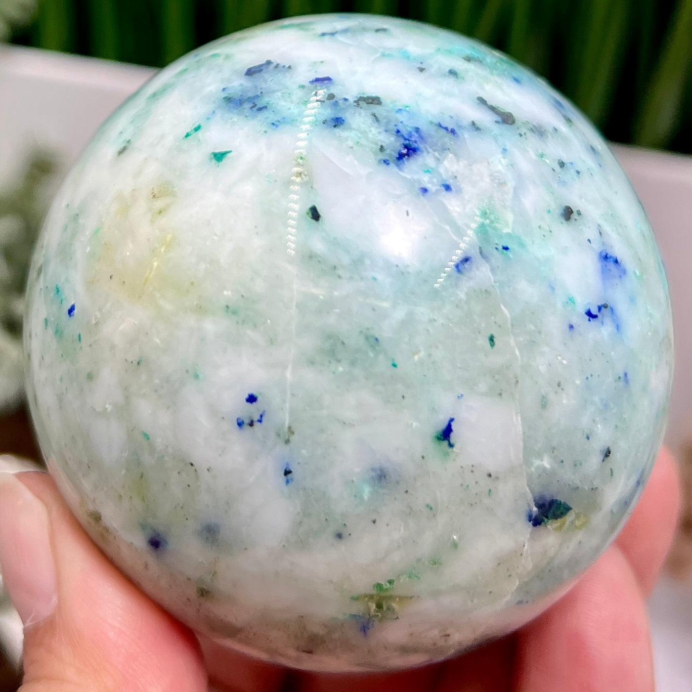 Fynchenite Phoenix Stone with Pyrite Sphere Crystal Ball 406g 67mm