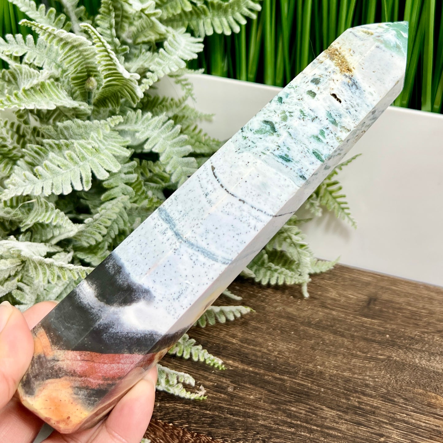 Ocean Sea Jasper Tower Healing Crystal Generator 524g 201mm